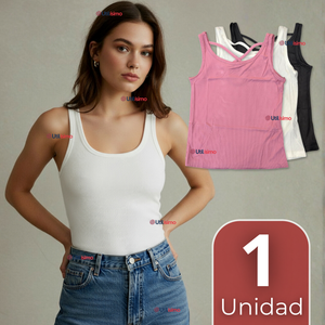 Camiseta Polera 100% Algodón Básica Lisa Con Espalda Cruzada Mujer Colores Surtidos Peto
