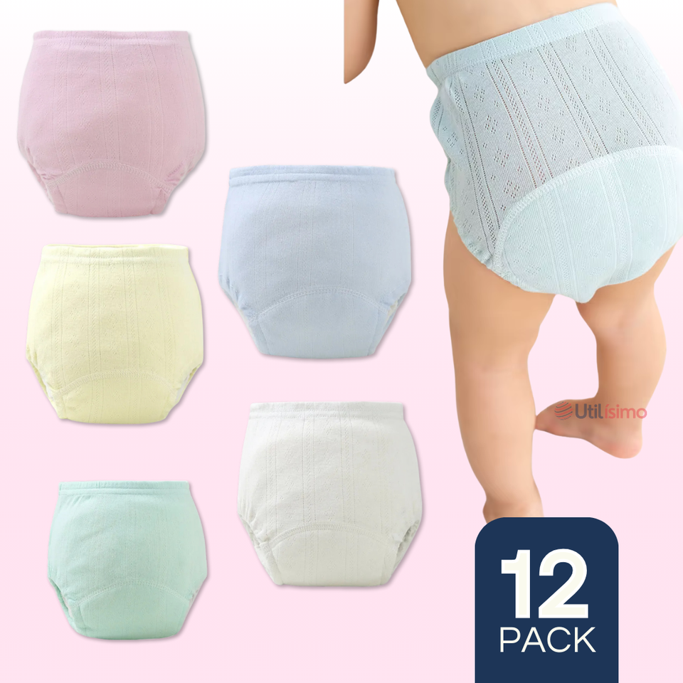 Pack 12 Calzón Pantys Niña Entrenamiento Algodón Cintura Elástica