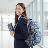 Mochila Escolar Con Estuche 46cm Poliéster Impermeable Niña Juvenil