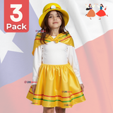 Pack 3 Traje Nortino Niña 4 Piezas Niña Fiestas Patrias Baile Nortino