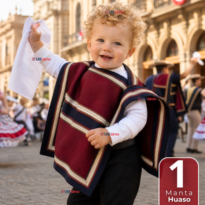 Manta Poncho Huaso Niño Baile Cueca Fiestas Patrias