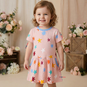 Vestido Manga Corta Estrellas Algodón Niña
