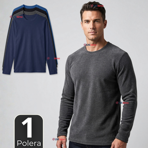 Camiseta Polera Polar Primera Capa Manga Larga Colores Surtidos Hombre