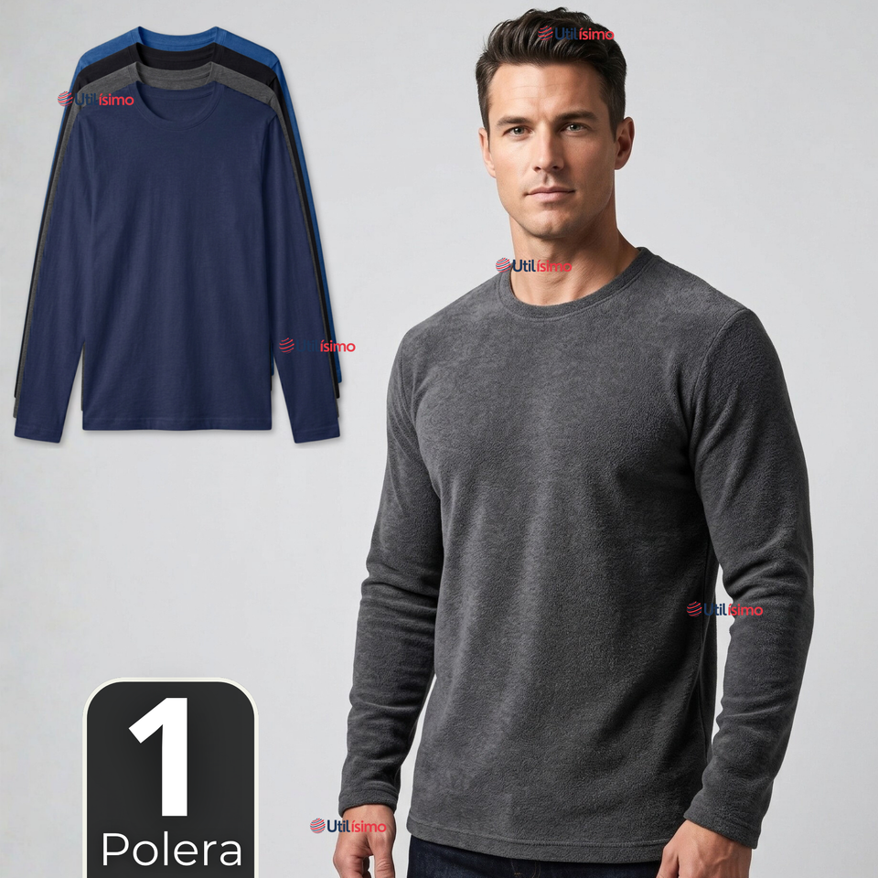 Camiseta Polera Polar Primera Capa Manga Larga Colores Surtidos Hombre