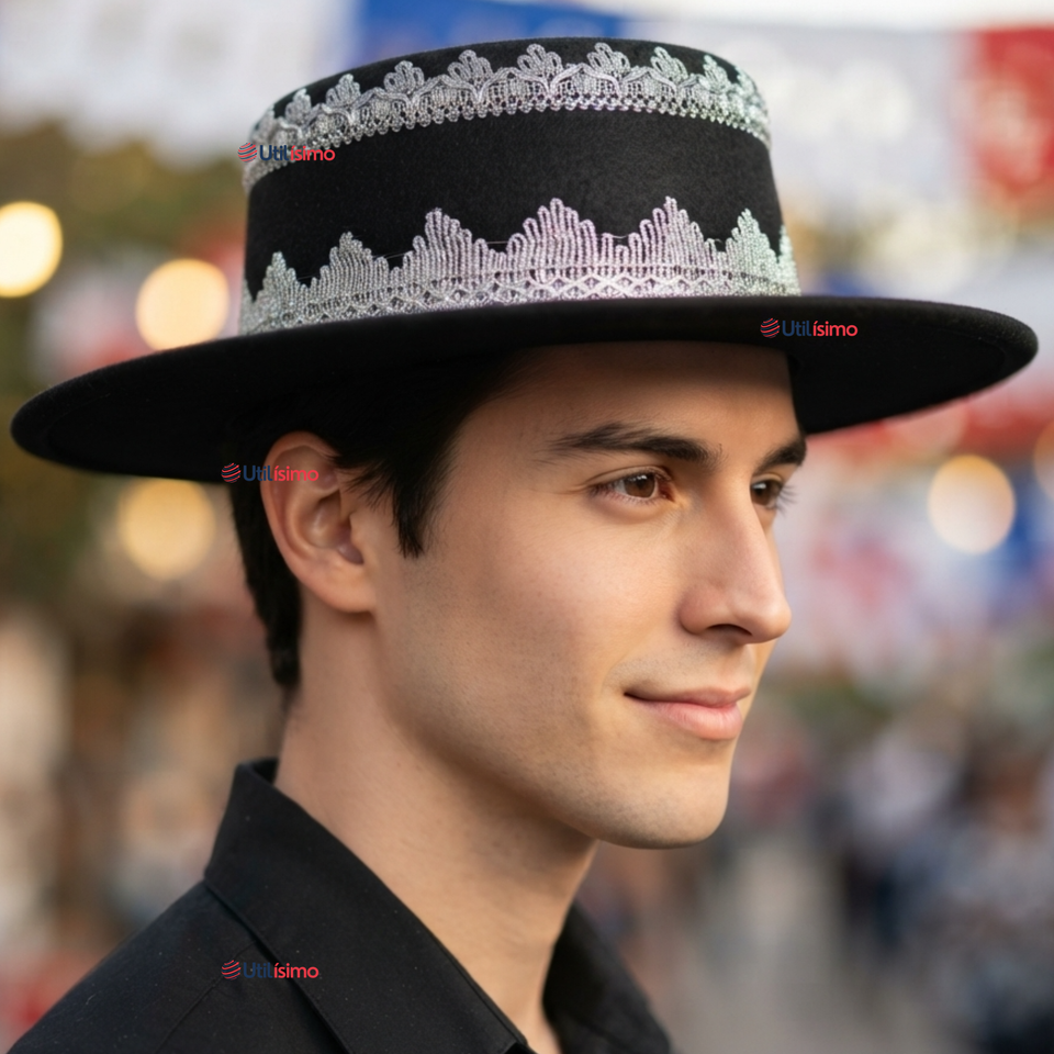 Sombrero Gorro Caporal Hombre Fiestas Patrias Negro Baile Típico