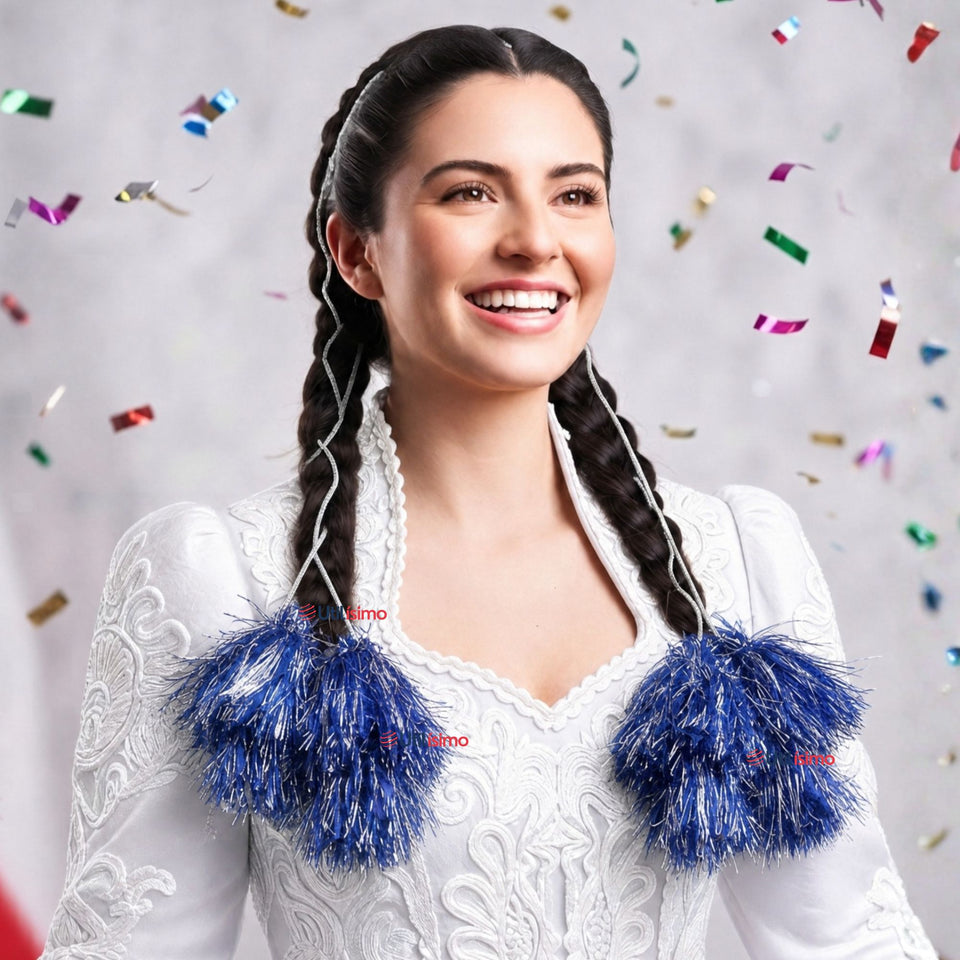 Pack 2 Tulmas Peinado Accesorio Sambo Caporal Azul Baile Típico