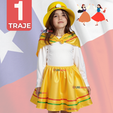 Traje Nortino Niña 3 Piezas Niña Fiestas Patrias Baile Nortino
