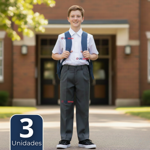 Pack 3 Pantalón Escolar Colegio Clásico Niño Gris