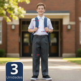 Pack 3 Pantalón Escolar Colegio Clásico Niño Gris