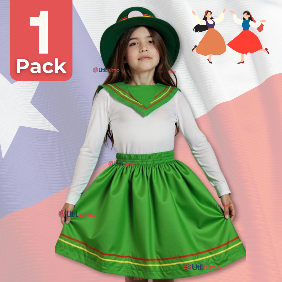 Traje Nortino Niña 4 Piezas Niña Fiestas Patrias Baile Nortino