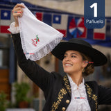 Pañuelo Cueca Bordado Viva Chile Con Encaje 37x37cm