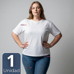 Camiseta Polera 100% Algodón Básica Lisa Elástica Mujer Blanco