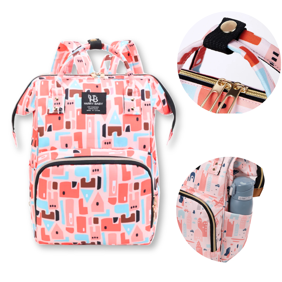 Mochila Maternal Oxford Bolso Pañalera Infantil Diseño Estampado Térmica e Impermeable