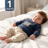 Conjunto 2 Piezas Buzo Pantalón Y Polerón De Algodón Azul Bebé Niño