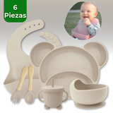 Set De Alimentación Bebé Silicona 6 Piezas Libre BPA Colores Surtidos
