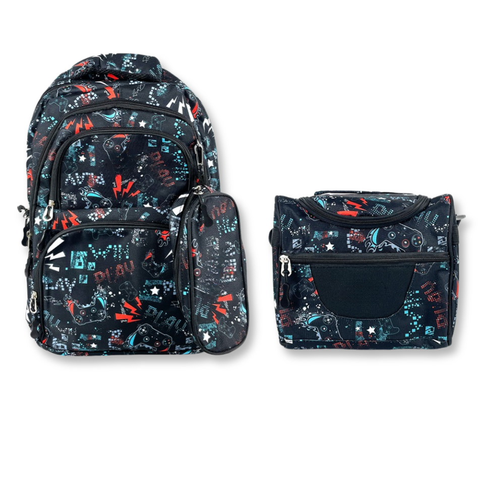 Mochila Con Lonchera Y Estuche 45CM Estampado  Full Color Niño