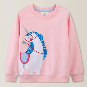 Polerón Cuello Redondo Niña Rosado Unicornio
