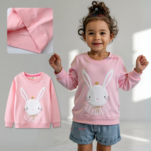 Polerón Cuello Redondo Niña Rosado Conejito
