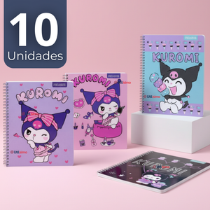 Pack 10 Cuadernos Universitarios Kuromi Proarte 7mm 100 Hojas Diseños Surtidos