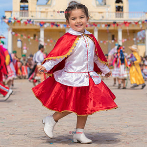 Traje Tirana Diablada Rojo 3 Piezas Niña Baile Típico Fiestas Patrias