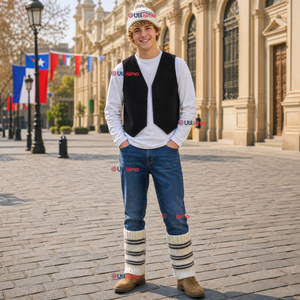 Vestimenta Chilote 3 Piezas Chaleco Gorro Polainas Hombre Fiestas Patrias