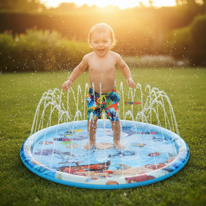 Alfombra De Agua Piscina A Chorros Cascada Niños Color Celeste 100 cm