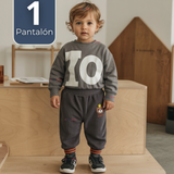 Buzo Solo Pantalón Cotelé Bebé Niño Forrado en Polar Gris