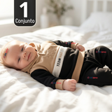 Conjunto 2 Piezas Buzo Pantalón Y Polerón Con Capucha Negro Bebé Niño