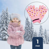 Guantes 14cm Lana Acrílica Niña Estampado Flores Colores Surtidos