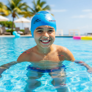 Gorro Gorra Natación Con Protector De Orejas Silicona Azul 12 años En Adelante