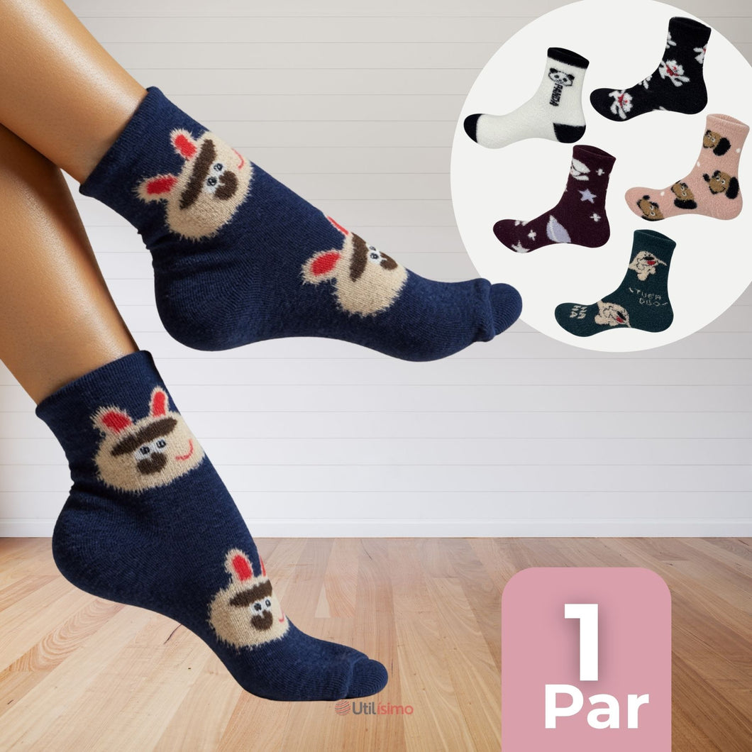 Calcetines Algodòn Mujer Monitos Terciopelo De Visón Surtidos
