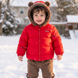 Parka Osito Con Capucha Manga Larga Rojo Niño Infantil