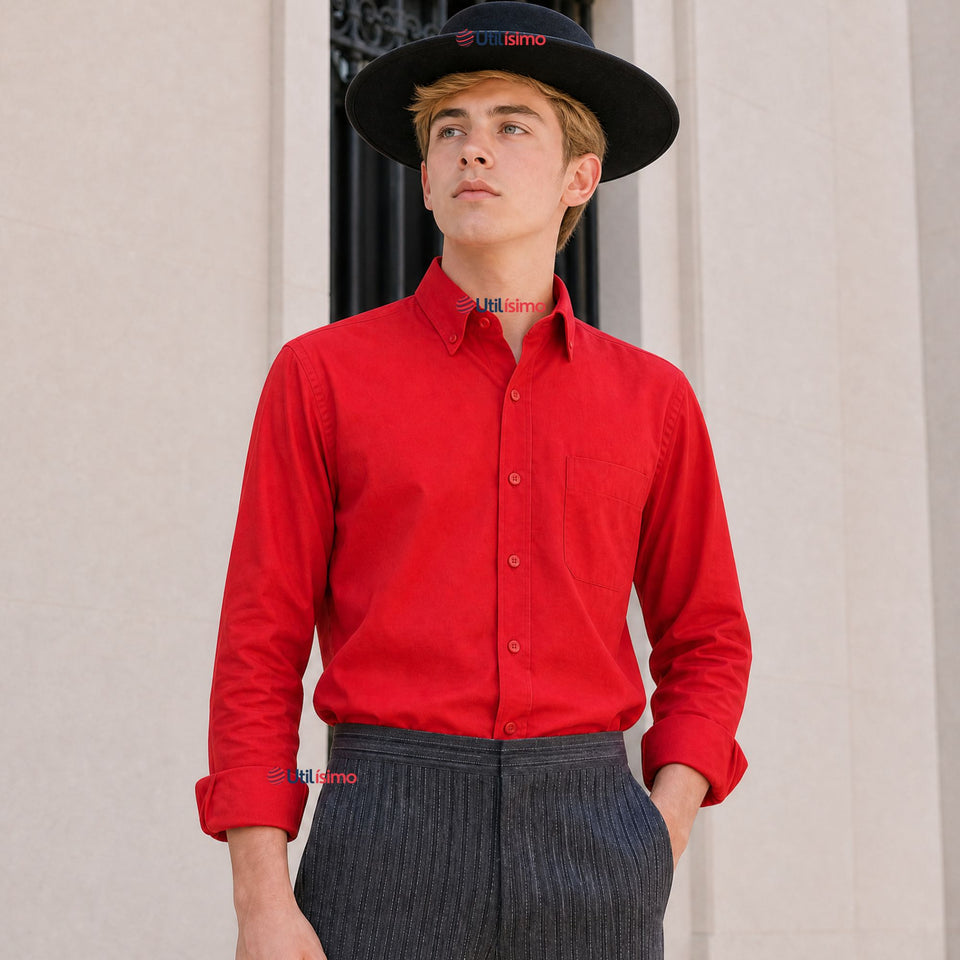 Camisa Roja Huaso Juvenil Clásica Regular Fit Fiestas Patrias