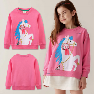 Polerón Cuello Redondo Niña Fucsia Unicornio