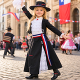 Traje Huasa Elegante NIña Conjunto 7 Piezas Tipico Fiestas Patrias