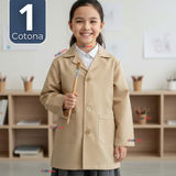 Cotona Delantal Escolar Beige Niño Niña Unisex Bata