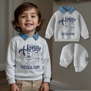 Polerón Estilo Pique Manga Larga Niño 100% Algodón Gris