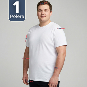 Camiseta Polera Algodón Primera Capa Manga Corta Blanco Hombre