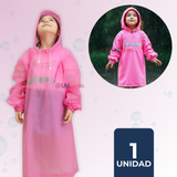 Poncho Impermeable Niña Tiras reflectantes Rosado