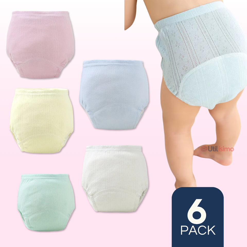 Pack 6 Calzón Pantys Niña Entrenamiento Algodón Cintura Elástica