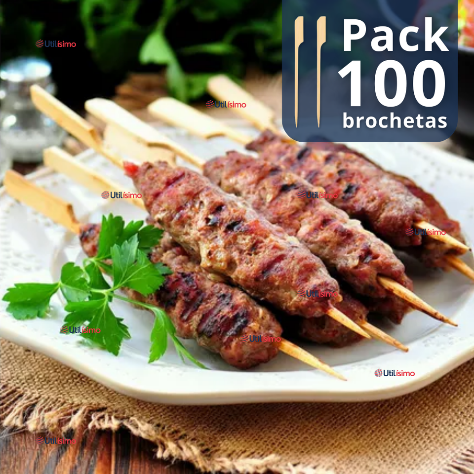 Pack 100 Piezas Brochetas De Bambú Bandera Cóctel 15cm