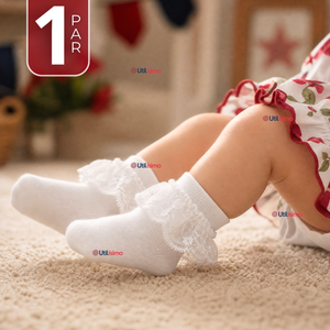 1 Par Calcetines Encaje Vuelos Bebé Algodón Fiestas Patrias Infantil