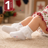 1 Par Calcetines Encaje Vuelos Bebé Algodón Fiestas Patrias Infantil