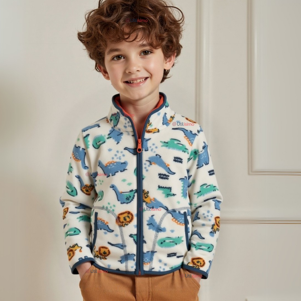 Chaqueta 100% Polar Niño Manga Larga Blanco