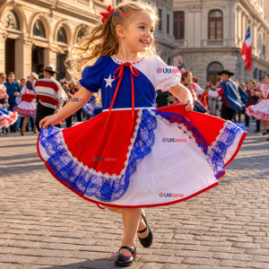 Vestido Chinita Huasa Niña Bandera Chile Fechas Patrias