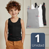 Camiseta Sin Manga Básica Suave 100% Algodón Colores Surtidos Niño