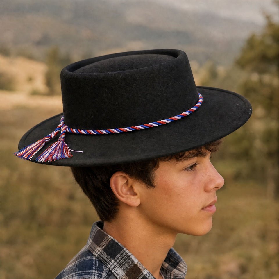 Sombrero Huaso Negro Tradicional Bandera Chile Fiestas Patrias