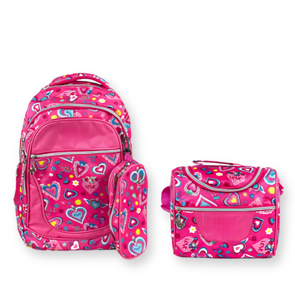 Mochila Con Lonchera Y Estuche 45CM Diseño Estampado Niña