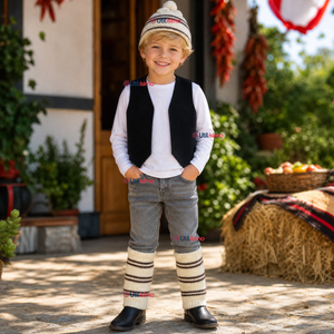 Vestimenta Chilote 3 Piezas Chaleco Gorro Polainas Niño Fiestas Patrias