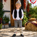 Vestimenta Chilote 3 Piezas Chaleco Gorro Polainas Niño Fiestas Patrias